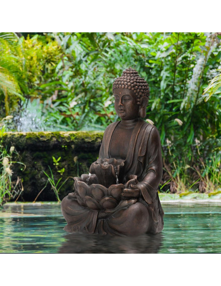 Fuente Zen de Buda Glitzhome 59 cm con Luz LED y Bomba Fuente Zen de Buda Glitzhome 59 cm con Luz LED y Bomba