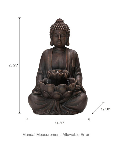 Fuente de Agua Buda Meditador Glitzhome 61 cm con Luz LED Fuente de Agua Buda Meditador Glitzhome 61 cm con Luz LED
