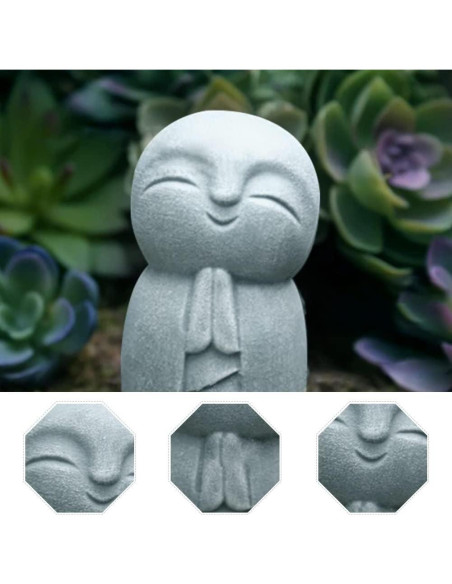 Estatuilla Jizo Monje Japonés Feliz EKDJKK 8x6x1.6cm Resina Estatuilla Jizo Monje Japonés Feliz EKDJKK 8x6x1.6cm Resina