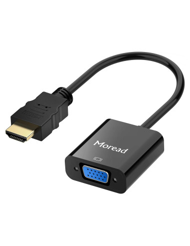 Adaptador HDMI a VGA Moread 1080p Negro para PC y Proyector