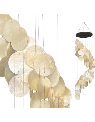 Campanas de Viento Bellaa 68.5 cm Conchas de Capiz Decoración