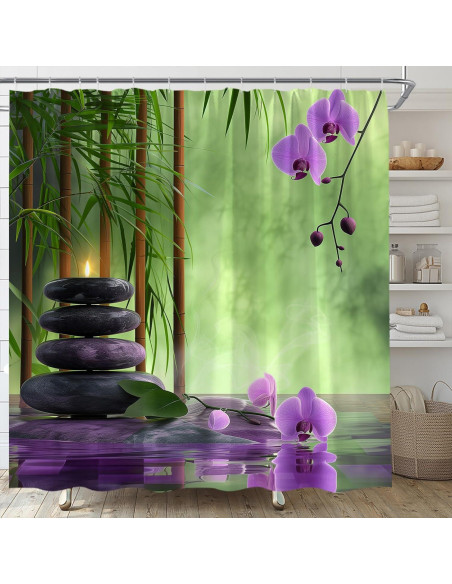 Cortina de Ducha AMFD 180x180 cm Spa Japonés con Ganchos Cortina de Ducha AMFD 180x180 cm Spa Japonés con Ganchos