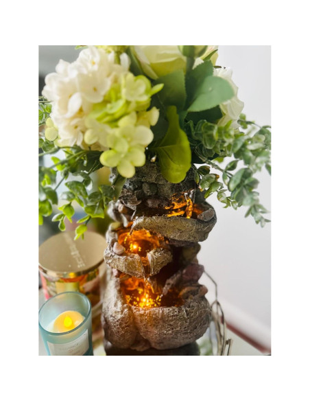 Fuente de Agua de Mesa Tolevoit con Luz LED y Jardín Mini Fuente de Agua de Mesa Tolevoit con Luz LED y Jardín Mini