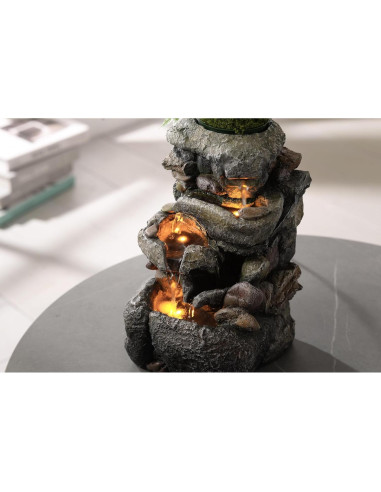 Fuente de Agua de Mesa Tolevoit con Luz LED y Jardín Mini