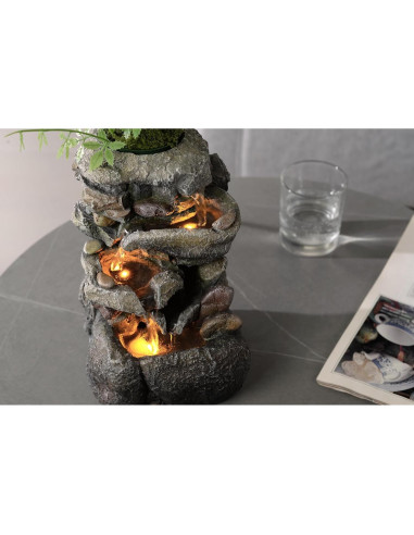 Fuente de Agua de Mesa Tolevoit con Luz LED y Jardín Mini