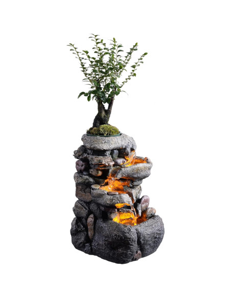 Fuente de Agua de Mesa Tolevoit con Luz LED y Jardín Mini Fuente de Agua de Mesa Tolevoit con Luz LED y Jardín Mini
