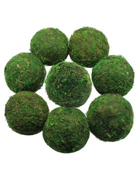 Bolas Decorativas de Musgo Verde YGbridge - 8 Pcs 8.89 cm Bolas Decorativas de Musgo Verde YGbridge - 8 Pcs 8.89 cm