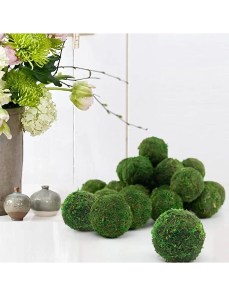 Bolas Decorativas de Musgo Verde YGbridge - 8 Pcs 8.89 cm Bolas Decorativas de Musgo Verde YGbridge - 8 Pcs 8.89 cm