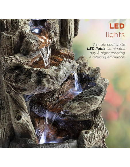 Fuente de Mesa Alpine 35.56 cm Tronco con Luces LED Fuente de Mesa Alpine 35.56 cm Tronco con Luces LED