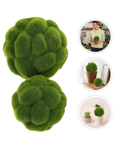 Bolas de Musgo Verde Artificial STOBAZA - 12cm y 10cm - Decoración