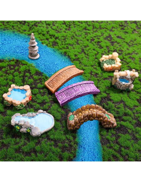 9 Adornos de Resina para Jardín Gosknor - Hadas y Puente 9 Adornos de Resina para Jardín Gosknor - Hadas y Puente