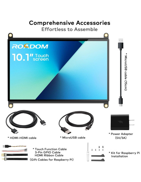 Monitor Táctil 10.1" ROADOM FHD 1024x600 HDMI Raspberry Pi Monitor Táctil 10.1" ROADOM FHD 1024x600 HDMI Raspberry Pi