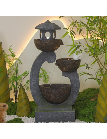 Fuente de Agua Zen Tankana 90 cm Gris con Luces LED Fuente de Agua Zen Tankana 90 cm Gris con Luces LED