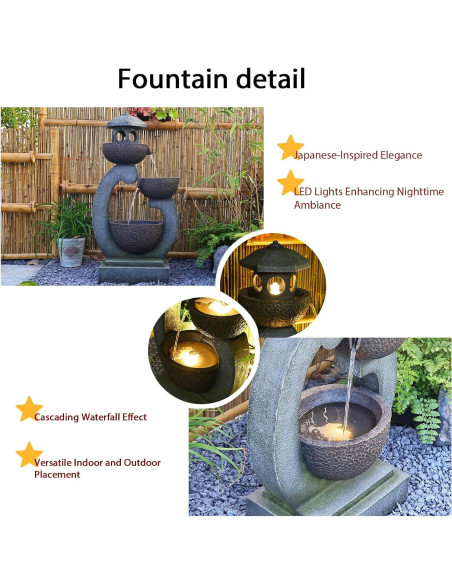 Fuente de Agua Zen Tankana 90 cm Gris con Luces LED Fuente de Agua Zen Tankana 90 cm Gris con Luces LED