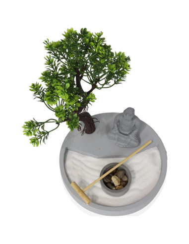 Jardín Zen de Escritorio con Estatua de Buda y Bonsái - Fundamentos Básicos