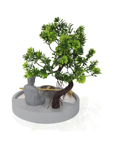 Jardín Zen de Escritorio con Estatua de Buda y Bonsái - Fundamentos Básicos