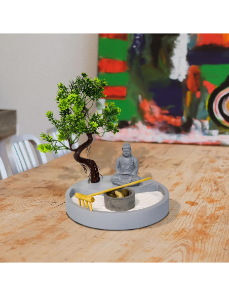 Jardín Zen de Escritorio con Estatua de Buda y Bonsái - Fundamentos Básicos Jardín Zen de Escritorio con Estatua de Buda y Bonsái - Fundamentos Básicos