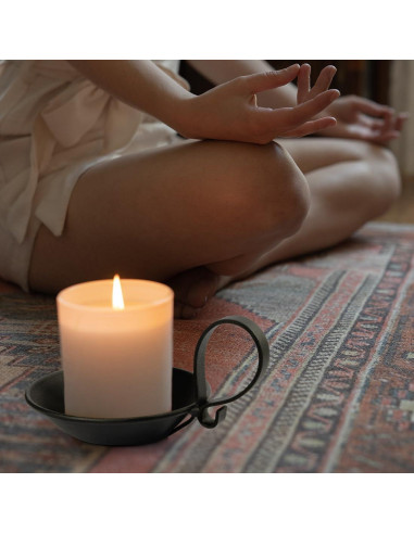 Soporte para Velas de Pilar AGLARY Hierro Negro Mate 11.43 cm