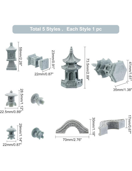 Estatuas Ornamentales de Pagoda y Linterna SUPERFINDINGS - 5 Piezas Estatuas Ornamentales de Pagoda y Linterna SUPERFINDINGS - 5 Piezas