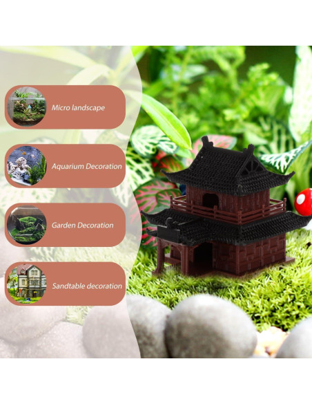 Estatua Miniatura de Pagoda VOSAREA para Jardín Zen 14x12.7cm Estatua Miniatura de Pagoda VOSAREA para Jardín Zen 14x12.7cm