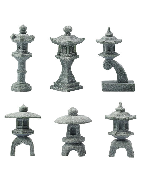 Figuritas Miniatura Pagoda Japonesa Sdeetesamjun - 6 Piezas Arenisca Figuritas Miniatura Pagoda Japonesa Sdeetesamjun - 6 Piezas Arenisca