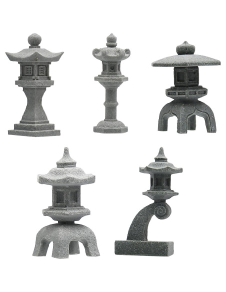 Conjunto de 5 Linternas Japonesas Vkinman para Jardín Conjunto de 5 Linternas Japonesas Vkinman para Jardín
