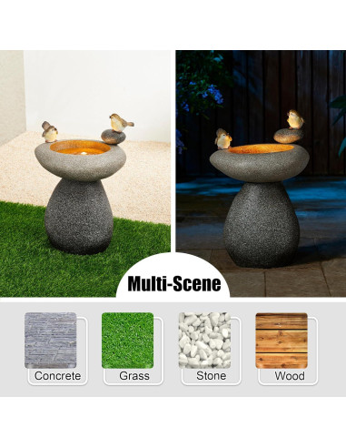 Fuente de Agua Glitzhome 52.7 cm con Luz LED y Bomba - Estilo Zen