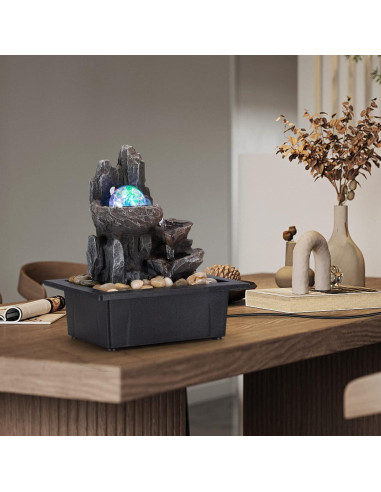 Fuente de mesa AMOOTEK con bola giratoria y luces LED