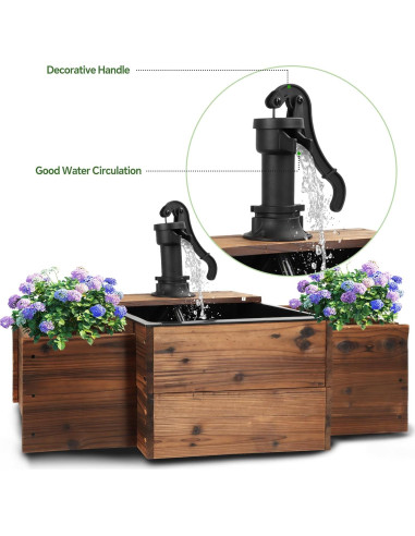 Fuente de Agua Exterior de Madera Carbonizada T1 90x32.5x54 cm