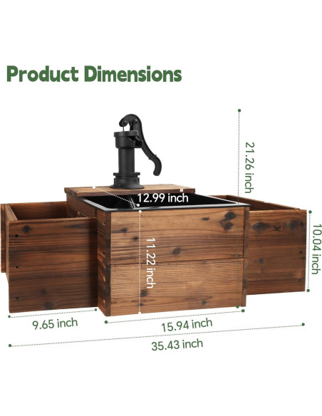 Fuente de Agua Exterior de Madera Carbonizada T1 90x32.5x54 cm Fuente de Agua Exterior de Madera Carbonizada T1 90x32.5x54 cm