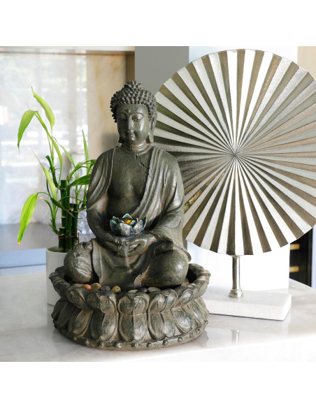 Fuente de Agua Buda Meditador Alpine GEM178 con LED 48 cm Fuente de Agua Buda Meditador Alpine GEM178 con LED 48 cm
