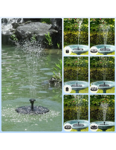 Fuente Solar para Baño de Aves SHANCHAHUA 1.5W con 6 Boquillas