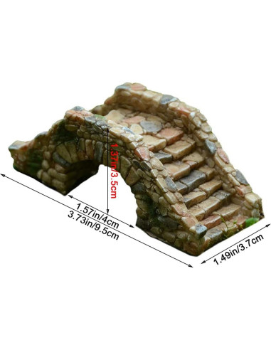 Mini Puente de Jardín de Resina MonLiya 9.5cm Decoración Acuario