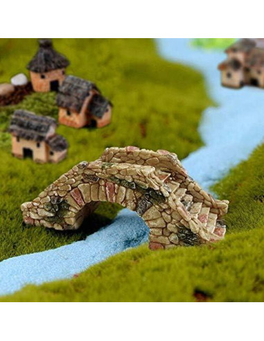 Mini Puente de Jardín de Resina MonLiya 9.5cm Decoración Acuario