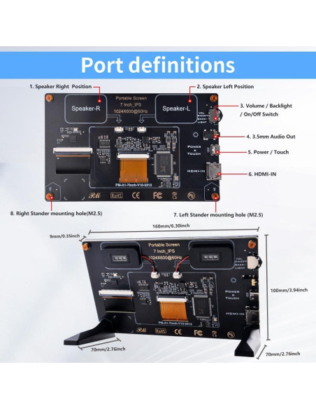 Pantalla Táctil 7" GeeekPi LCD 1024x600 HDMI para Raspberry Pi Pantalla Táctil 7" GeeekPi LCD 1024x600 HDMI para Raspberry Pi