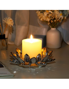Soporte de Vela de Cristal Loto OwnMy 18.5 cm Transparente 2