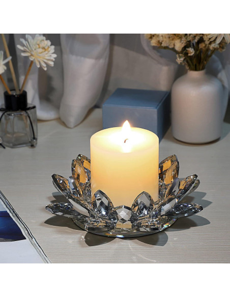 Soporte de Vela de Cristal Loto OwnMy 18.5 cm Transparente Soporte de Vela de Cristal Loto OwnMy 18.5 cm Transparente