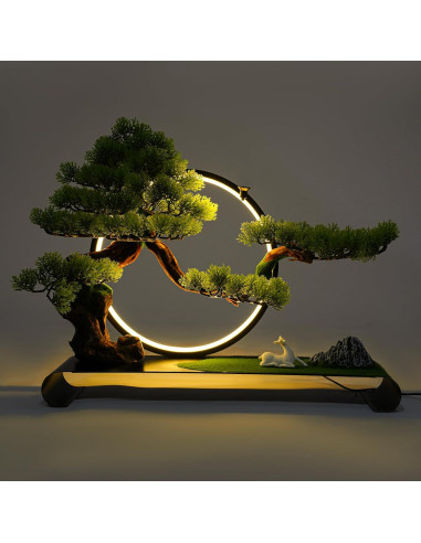 Árbol Artificial Bonsái Banborba con Luz LED y Soporte Incienso