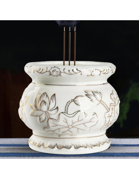 Horno de Incienso Cerámica Blanca Houlu 12.7 cm para Buda Horno de Incienso Cerámica Blanca Houlu 12.7 cm para Buda