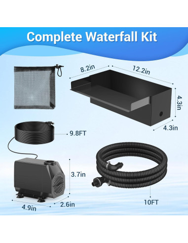 Kit de desagüe de cascada NFESOLAR 12.2" Acero Inoxidable