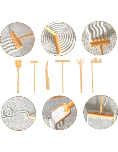 Set de 12 Mini Rastrillos de Jardín FAVOMOTO para Arena Zen