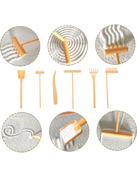 Set de 12 Mini Rastrillos de Jardín FAVOMOTO para Arena Zen Set de 12 Mini Rastrillos de Jardín FAVOMOTO para Arena Zen