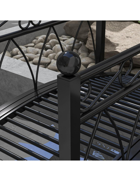 Puente de Jardín Zen de Metal Outsunny 1.02 m Negro con Barandillas Puente de Jardín Zen de Metal Outsunny 1.02 m Negro con Barandillas