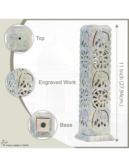 Soporte de Incienso Crocon de Piedra Jabón 28x7x7 cm Soporte de Incienso Crocon de Piedra Jabón 28x7x7 cm