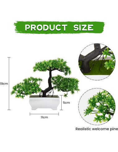 Árbol Bonsái Artificial Pino Verde AzureLeap 19 cm Decoración
