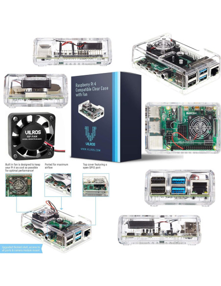 Kit Básico Vilros para Raspberry Pi 4 con Ventilador 2GB Kit Básico Vilros para Raspberry Pi 4 con Ventilador 2GB