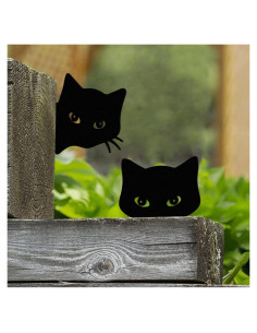 Conjunto de 2 Siluetas de Gato Negro Qmetalart para Jardín