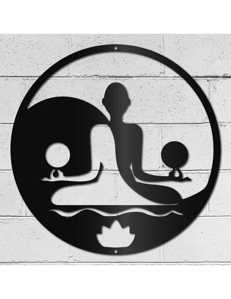 Arte de Pared de Meditación Yoga CREATCABIN 30x30cm Metal Negro Arte de Pared de Meditación Yoga CREATCABIN 30x30cm Metal Negro