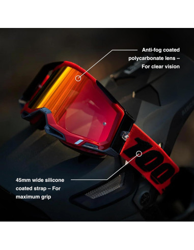 Gafas 100% Accuri 2 para Motocross y Ciclismo - Negro