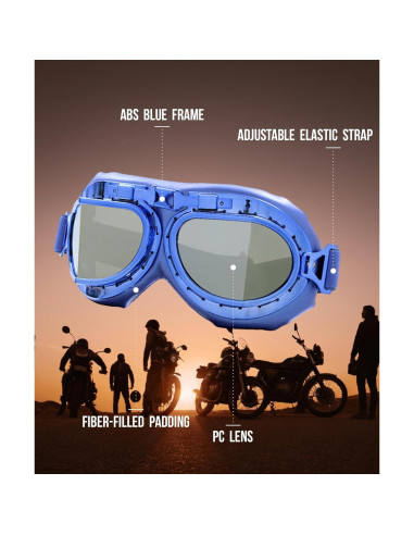 Gafas de Motocicleta CRG Sports T08 Retro Unisex Azul Plateado